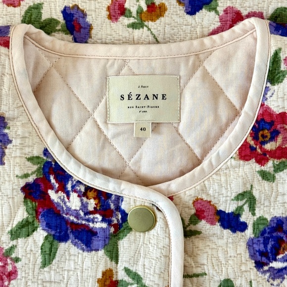 NWOT Sezane Quilted Farel Floral Cotton-Blend Jacket - Picture 7 of 8